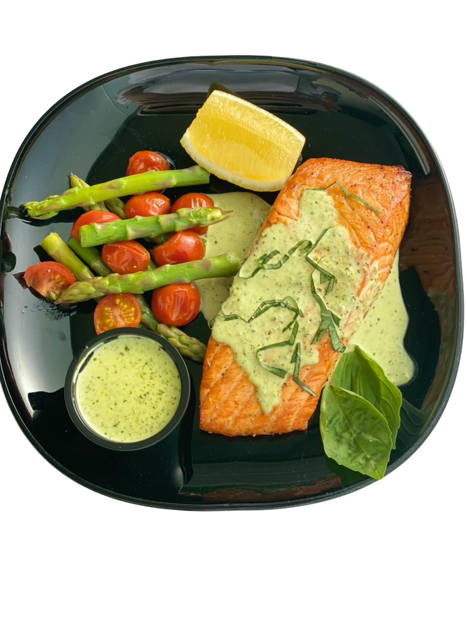 Salmon with Creamy Pesto Sauce (Keto)